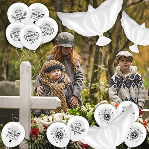 Prasacco 23 Pieces White Memorial Balloons Set, Funeral Balloons to Release In Sky with 3 Pcs Peace Dove Balloons Pigeon Balloons Funeral Remembrance Balloons for Condolence Funeral Anniversary