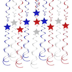 jiebor 30pcs red white and blue decorations star swirl garland banner hanging for memorial day 4th of july independence day labor day home party decorations