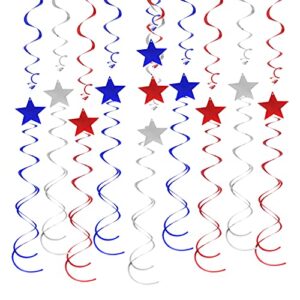 jiebor 30Pcs Red White and Blue Decorations Star Swirl Garland Banner Hanging for Memorial Day 4th Of July Independence Day Labor Day Home Party Decorations