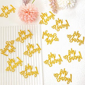 100 Pieces Baby Confetti Decors Gold Glitter Baby Scatter Table Confetti Baby Cupcake Toppers Cute Baby Shower Paper Confetti for Baby Shower Gender Reveal Baby Birthday Party Decoration