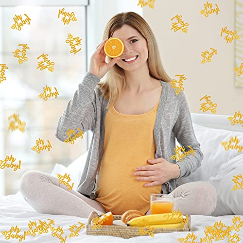 100 Pieces Baby Confetti Decors Gold Glitter Baby Scatter Table Confetti Baby Cupcake Toppers Cute Baby Shower Paper Confetti for Baby Shower Gender Reveal Baby Birthday Party Decoration