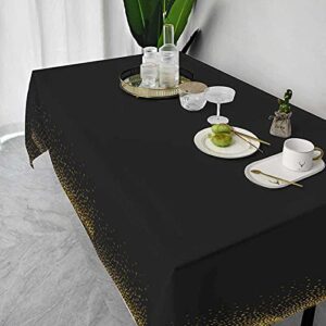 FECEDY 4 Packs 54 x 108 Inch Premium Black Disposable Plastic Table Cover Waterproof Disposable Tablecloths for Rectangle Tables up to 8 ft in Length Party Decorations Indoor & Outdoor