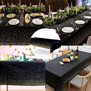 FECEDY 4 Packs 54 x 108 Inch Premium Black Disposable Plastic Table Cover Waterproof Disposable Tablecloths for Rectangle Tables up to 8 ft in Length Party Decorations Indoor & Outdoor