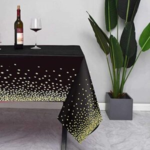 FECEDY 4 Packs 54 x 108 Inch Premium Black Disposable Plastic Table Cover Waterproof Disposable Tablecloths for Rectangle Tables up to 8 ft in Length Party Decorations Indoor & Outdoor