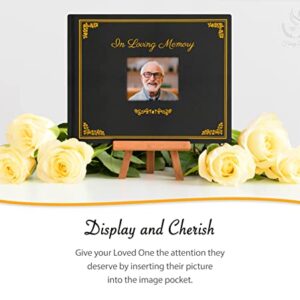 Fancy Dove Funeral Guest Book with Picture Pocket. Celebration of Life Sign in Book with Gold Embossed Leather Hardcover. Signature and Memory Book with 124 Pages