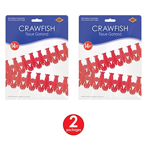 Beistle Crawfish Garland, 2 Piece, 9" x 14', Red
