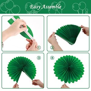 Dark Green Hanging Tissue Paper Fans Party Decoration Set for Birthday, Anniversary,Party Accessories for Juneteenth, Christmas, St. Patrick's Day, Wholesale Decorative Paper Fans, 6 Pack