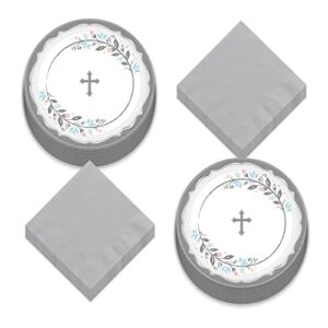 holy day cross large paper dinner plates and luncheon napkins (serves 16)