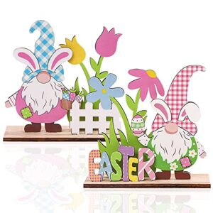 easter tabletop decorations signs, wooden bunny gnome decor party centerpiece signs for dining room scene decorative props easter gifts easter decorations indoor outdoor spring party supplies