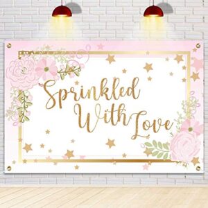 pakboom sprinkled with love backdrop banner – baby shower party decorations for boy girl – 6x4ft