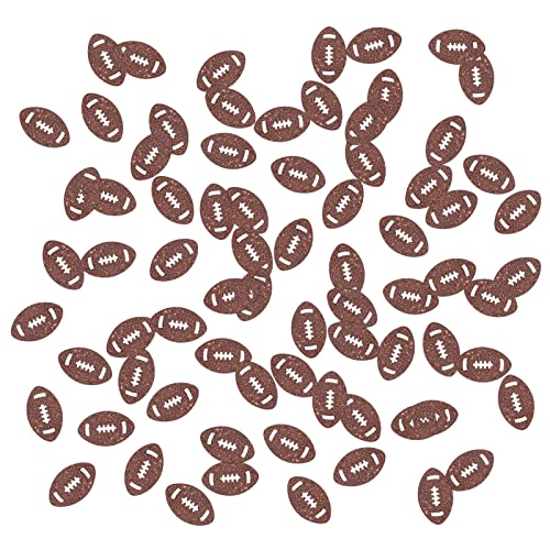 Halodete Football Confetti - Baby Shower Party Table Decorations - Gender Reveal Confetti - Welcome Baby Sport Theme Table Scatter Confetti Decorations - Brown Glitter, 120pcs