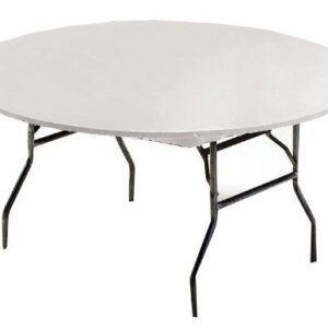 Creative Converting Round Stay Put Plastic Table Cover, 60-Inch, White
