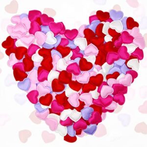 400 pieces valentines day heart table confetti decoration, love heart shaped sponge petal, romantic decor for tables valentine confetti wedding decoration supplies (red, pink, white, purple)
