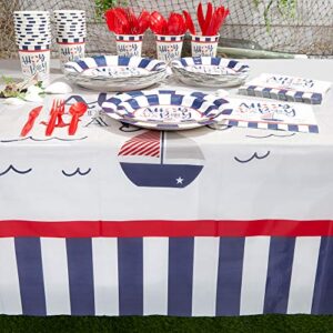 Ahoy It's a Boy Nautical Table Cover (54 x 108 in, Rectangle, 3 Pack)