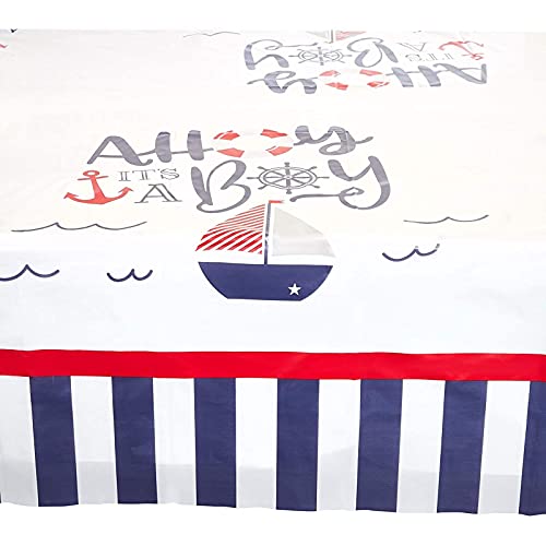 Ahoy It's a Boy Nautical Table Cover (54 x 108 in, Rectangle, 3 Pack)