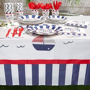 Ahoy It's a Boy Nautical Table Cover (54 x 108 in, Rectangle, 3 Pack)