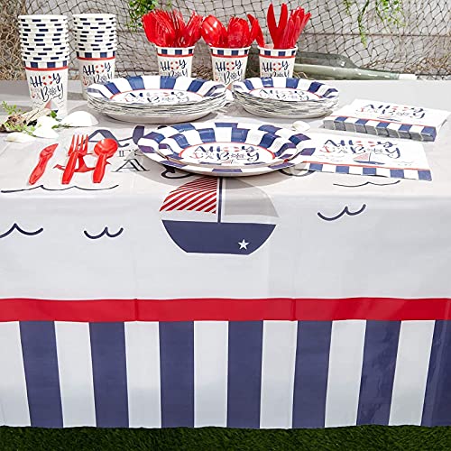 Ahoy It's a Boy Nautical Table Cover (54 x 108 in, Rectangle, 3 Pack)