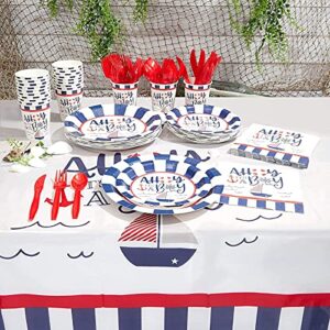 Ahoy It's a Boy Nautical Table Cover (54 x 108 in, Rectangle, 3 Pack)