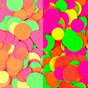 10000 pieces neon confetti round 5 colors confetti party table decor fluorescent neon party supplies glow in the dark paper neon tissue paper for neon party, birthday, wedding supplies