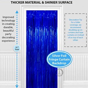 Blue Birthday Decorations Backdrop Curtains for Birthday Backdrop Party Decorations, Fringe Backdrop, Blue Backdrop, Photo Booth Backdrops, Streamers Birthday Decorations, Blue Party Decorations Boys