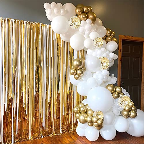 white and gold balloons, 103-Pack gold balloons & white balloons 18/12/10/5 In white gold balloon arch,Gold Confetti Balloons for Wedding Birthday Baby Shower Anniversary Party Decorations