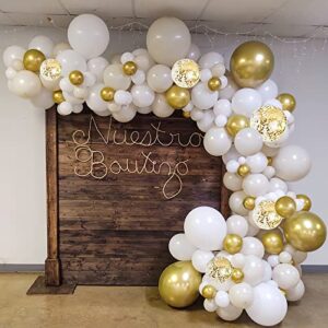white and gold balloons, 103-pack gold balloons & white balloons 18/12/10/5 in white gold balloon arch,gold confetti balloons for wedding birthday baby shower anniversary party decorations