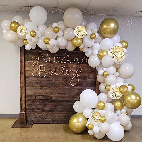 white and gold balloons, 103-Pack gold balloons & white balloons 18/12/10/5 In white gold balloon arch,Gold Confetti Balloons for Wedding Birthday Baby Shower Anniversary Party Decorations