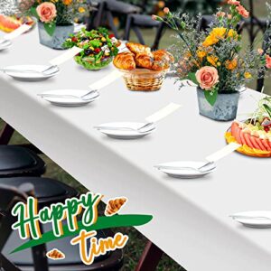 Jecery 50 Pcs Disposable Plastic Tablecloth 60 x 126 Inch Decorative Rectangle Table Cover Plastic Table Cloth for Indoor Outdoor Birthday Wedding Parties (White)
