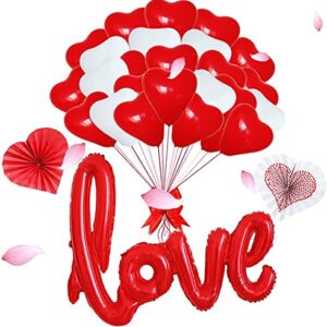 40 Inch Large Love Foil Balloons Banner, Material for Wedding Bridal Shower Anniversary Engagement Party Decorations Supplies (Red)