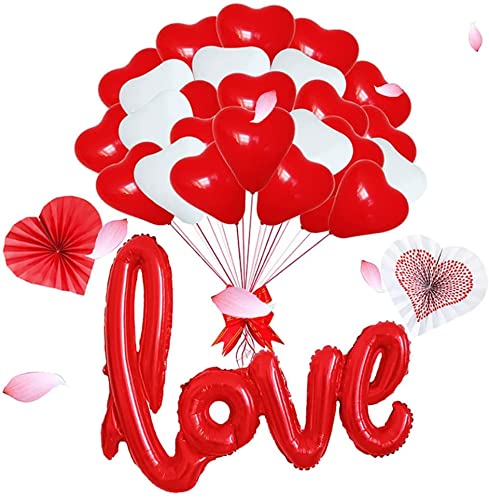 40 Inch Large Love Foil Balloons Banner, Material for Wedding Bridal Shower Anniversary Engagement Party Decorations Supplies (Red)