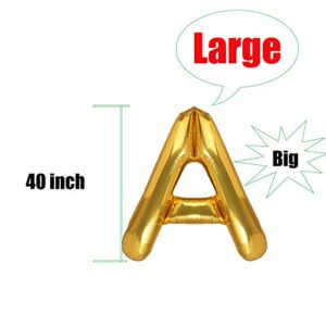 40 Inch Giant Gold Letter A Balloons Birthday Party Decorations Mylar Foil Big Alphabet Helium Balloon