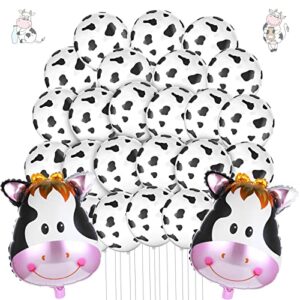 26 Pieces Cow Balloons, Cow Print Balloon Giant Cow Shape Mylar Foil Latex Balloons Funny Print Balloons for Western Cowboy Farm Animal Ballons Birthday Party Supplies Cow Themed Party Decorations