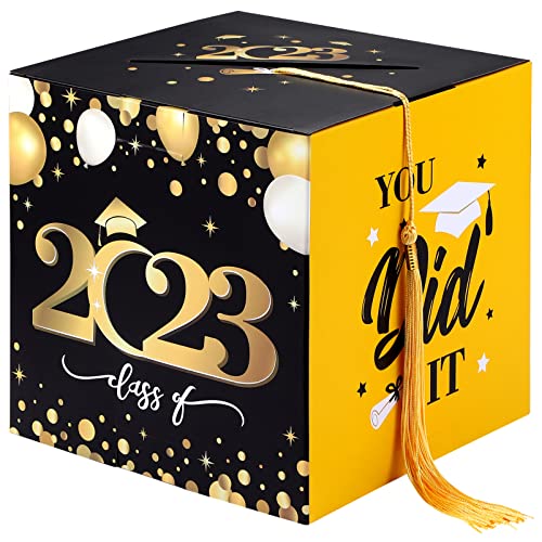 Amosfun Graduation Party Decorations 2023 Graduation Box Graduation Card Box 2023 Congrats Grad Card Box Class of 2023 Graduation Party Centerpiece, Yellow