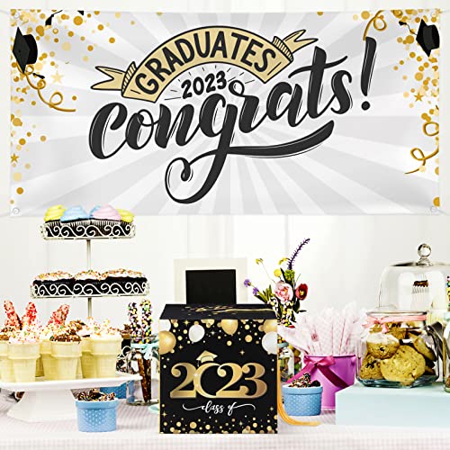 Amosfun Graduation Party Decorations 2023 Graduation Box Graduation Card Box 2023 Congrats Grad Card Box Class of 2023 Graduation Party Centerpiece, Yellow