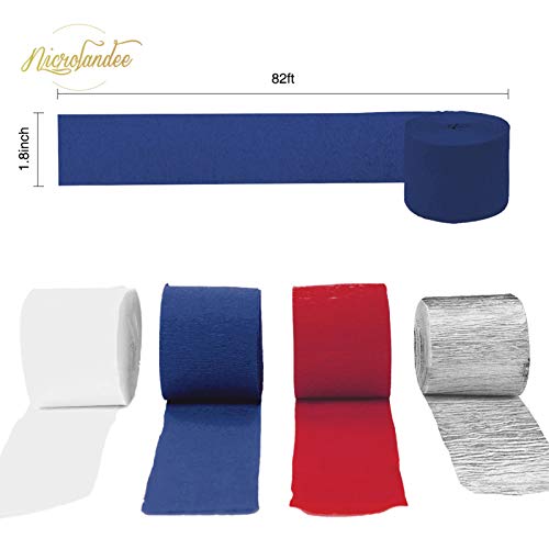 NICROLANDEE Patriotic Decorations - 8 Rolls Red White Blue Crepe Paper Streamers Tassels Streamer Paper for 4th of July Decorations Independence Day Memorial Day American Theme Party Decorations