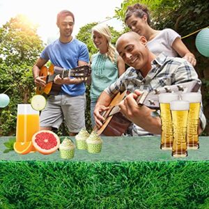 2 PCS Green Grass Tablecloth Grass Pattern Table Covers Disposable Plastic Golf Soccer Sports Field Table Cover for Sports Theme Parties Decorations Soccer Outdoor Indoor Event Picnic Supplies