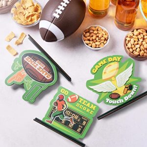 Hillicon 2023 Football Table Centerpieces 3 Pcs Wooden Football Centerpiece for Table, Super Bowl Party Decorations Tabletop Centerpiece Wooden Ornaments for Football Party Supplies (Style B)