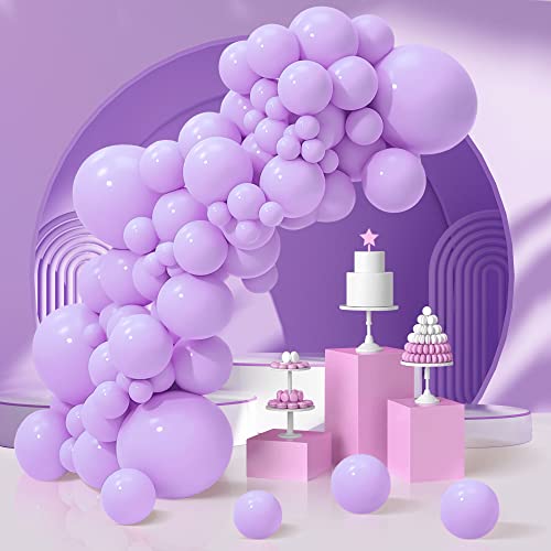 Pastel Purple Balloons - 80Pcs 18/12/5 Inch Maca Purple Latex Balloons Different Sizes Light Purple Helium Balloon Garland for Graduation Birthday Valentines Day Anniversary Theme Party Decorations