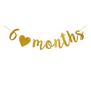 6 months banner, gold glitter sign garlands for baby shower party decors, baby boy’s/girl’s 1/2 birthday party supplies
