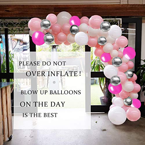 Pink Silver and White Balloons 60 pcs 12 inch Rose Red Latex Balloons Silver Metallic Balloons for Party Birthday Wedding Baby Shower Decorations