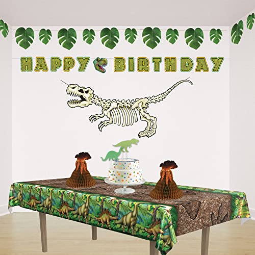 Beistle Plastic Rectangular Dinosaur Table Covers 2 Piece Birthday Tableware Party Supplies, Multicolored 54" x 108"