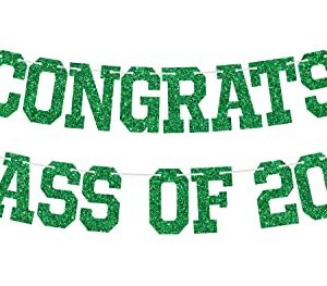 Congrats Class of 2023 Banner, You Did It / Congrats Grad, 2023 Graduation Theme Party Decorations(Black & Green)