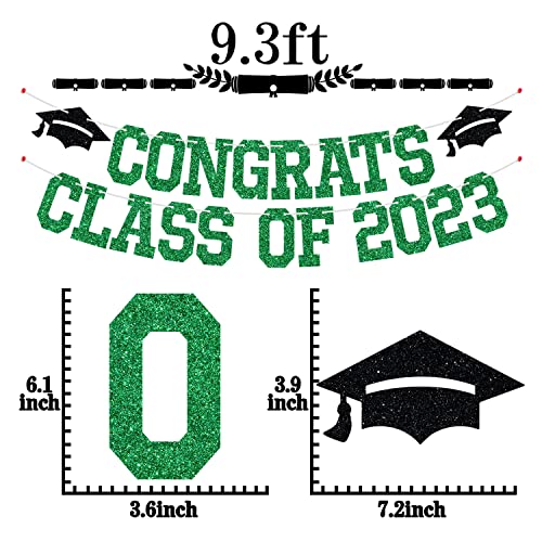 Congrats Class of 2023 Banner, You Did It / Congrats Grad, 2023 Graduation Theme Party Decorations(Black & Green)