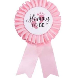 Mommy to be Tinplate Badge Pin -Mom to be Baby Shower Button New Mom Gifts Gender Reveals Party Baby Girl Pink Rosette Button Baby Celebration ( Pink)