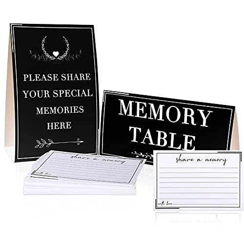 Outus 52 Pieces Share a Memory Cards Funeral Guest Book Memory Card for Celebration of Life, Birthday, Graduation, Wedding, Anniversary, Retirement, Baby Showers (Black)