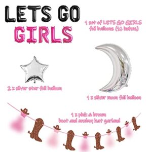 78 Packs Let's Go Girls Nashville Bachelorette Party Kit Pink and Silver Balloon Arch, Ring Disco Ball Mylar Balloon for Nash Bash Bachelorette Western Disco Cowgirl Bachelorette Party Decorations