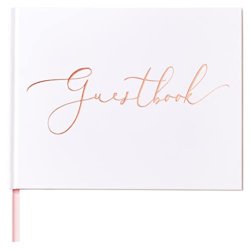 TRULIVA Rose Gold Wedding Guest Book, Sign in Book for Wedding Reception, 9"x7", Hardcover (Unlined, Guestbook)