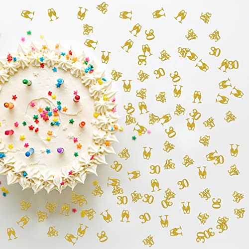 Halodete 30th Birthday Confetti - Dirty 30 Party Table Decorations - Adult Birthday Confetti - Happy 30th Anniversary Table Scatter Confetti Decorations - Gold Glitter, 120pcs