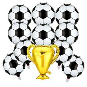 soccer party decorations, 11 pcs soccer balloons foil trophy balloon for soccer themed birthday party supplies decorations
