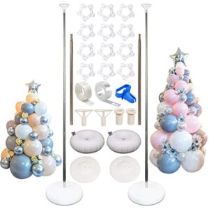 2 set metal balloon column stand kit adjustable 81 inch height balloon tower pillar with reusable telescopic poles and water bags for birthday baby shower graduation christmas halloween wedding party